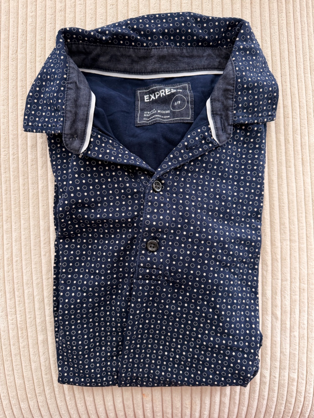 Men's Navy Patterned Short-Sleeve Shirt